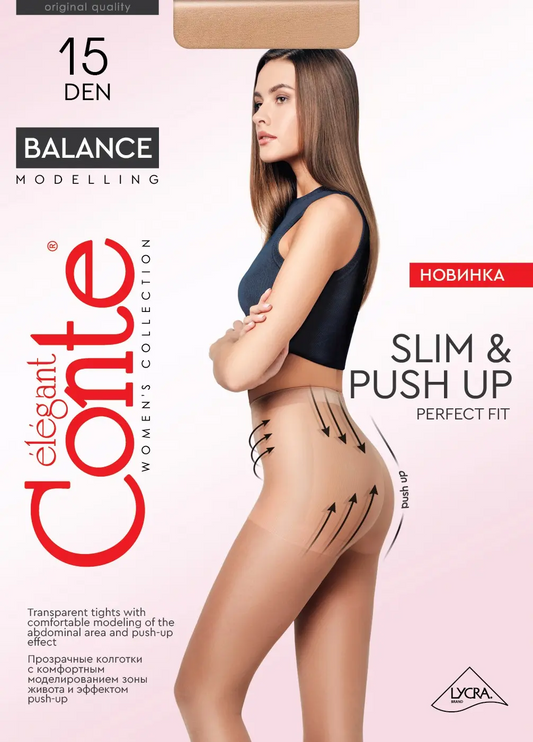 Conte Balance 15 Den - Modelling Women's Tights with slim and push up effect (8С-73СП)